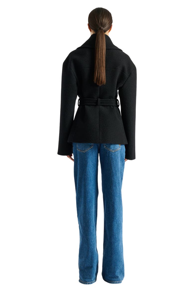 Belted wool pea coat, Alternate, color, black