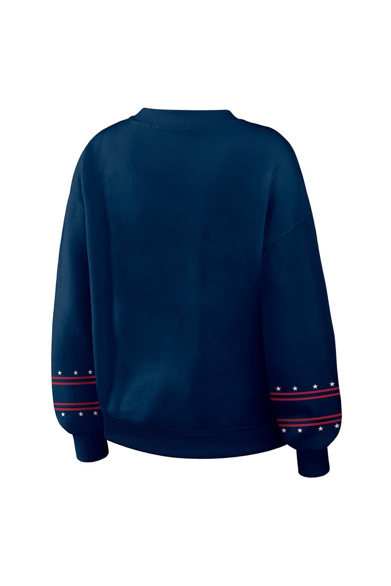 Women's WEAR by Erin Andrews  Navy New York Yankees Americana Heavyweight Fleece Sweatshirt, Alternate, color, Navy