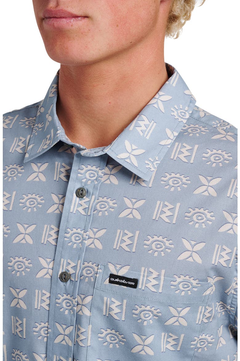 Stone Etch Classic Fit Short Sleeve Stretch Cotton Button-Up Shirt, Alternate, color, ASHLEY BLUE