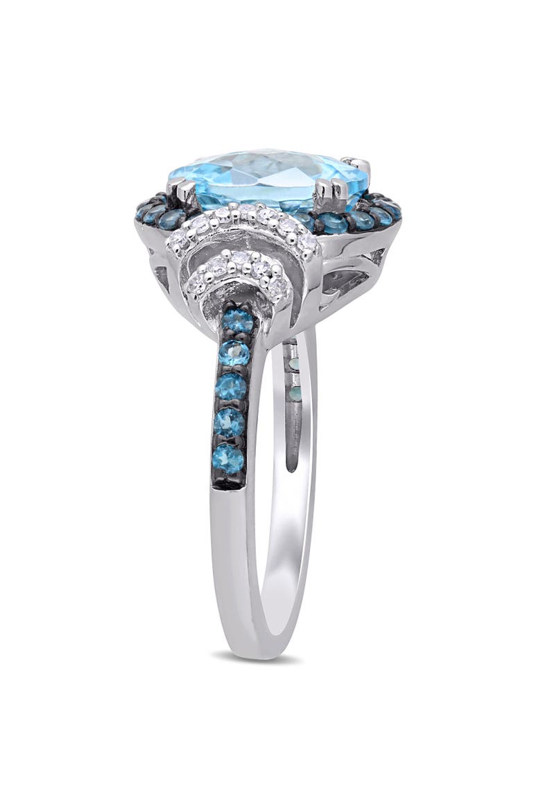 London, Sky Blue Topaz & Diamond Halo Ring, Alternate, color, Topaz