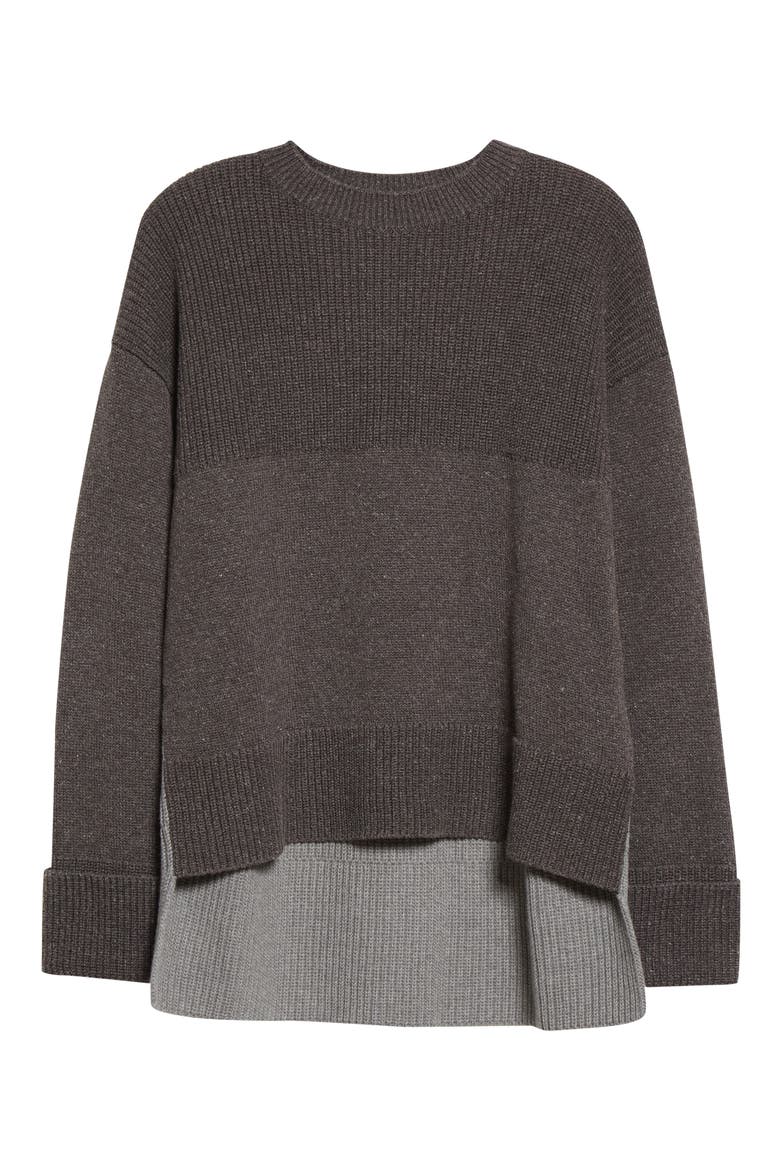 Diagonal Stripe Colorbock Sweater, Alternate, color, GREY DARK GREY