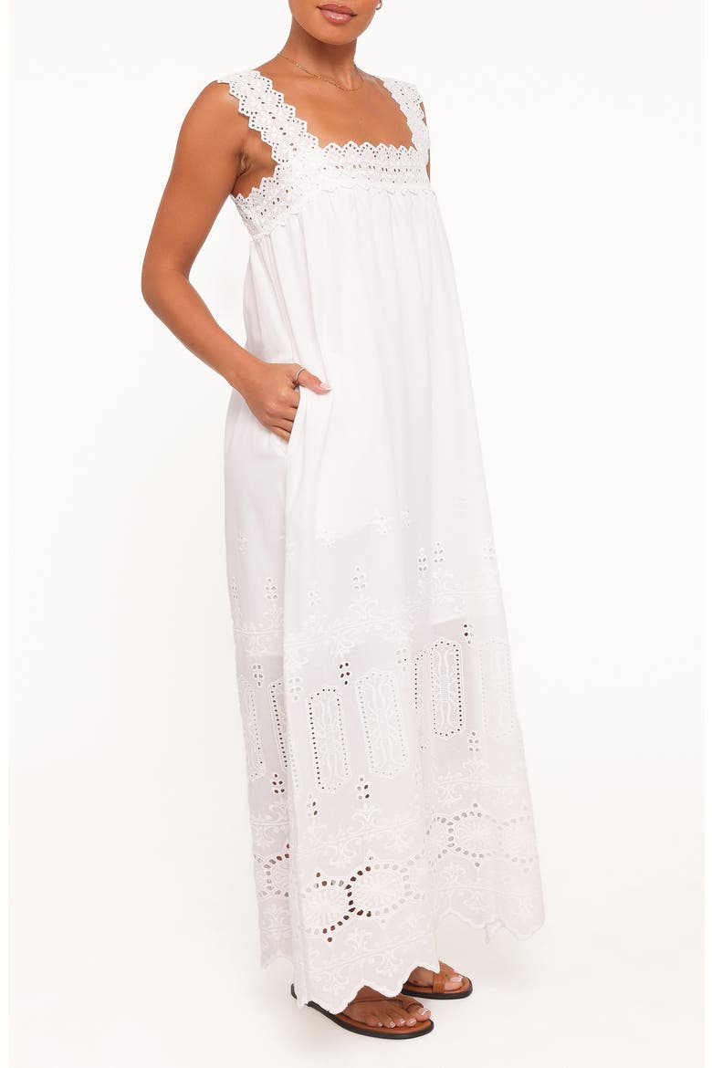 Winora Eyelet Cotton Midi Dress, Alternate, color, WHITE BRODERIE