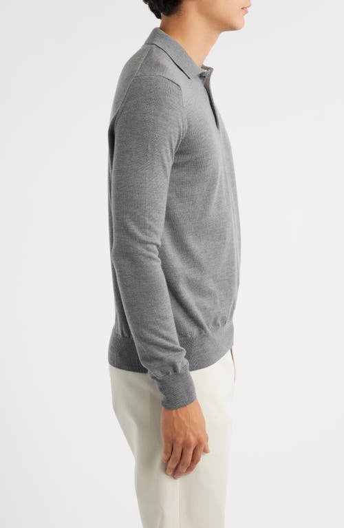 Aurélien Long Sleeve Cashwool® Polo Sweater In Gray