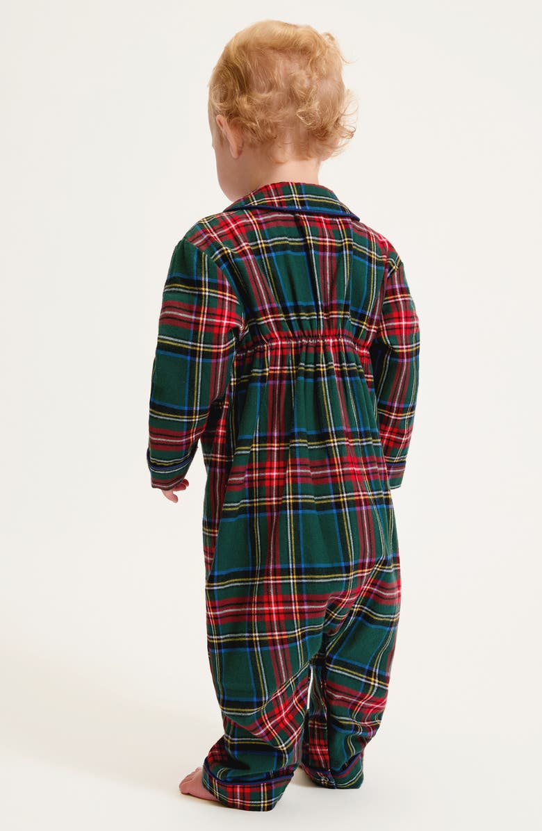 Petite Plume Cambridge Tartan One-Piece Brushed Twill Pajamas, Alternate, color, Green