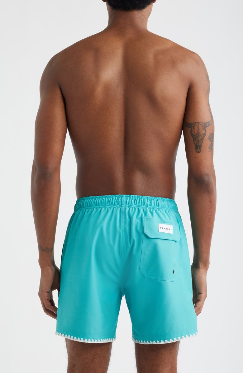 MAVRANS Stitch Waterproof Swim Trunks, Alternate, color, Teal