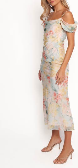 Esther Floral Cold Shoulder Midi Dress