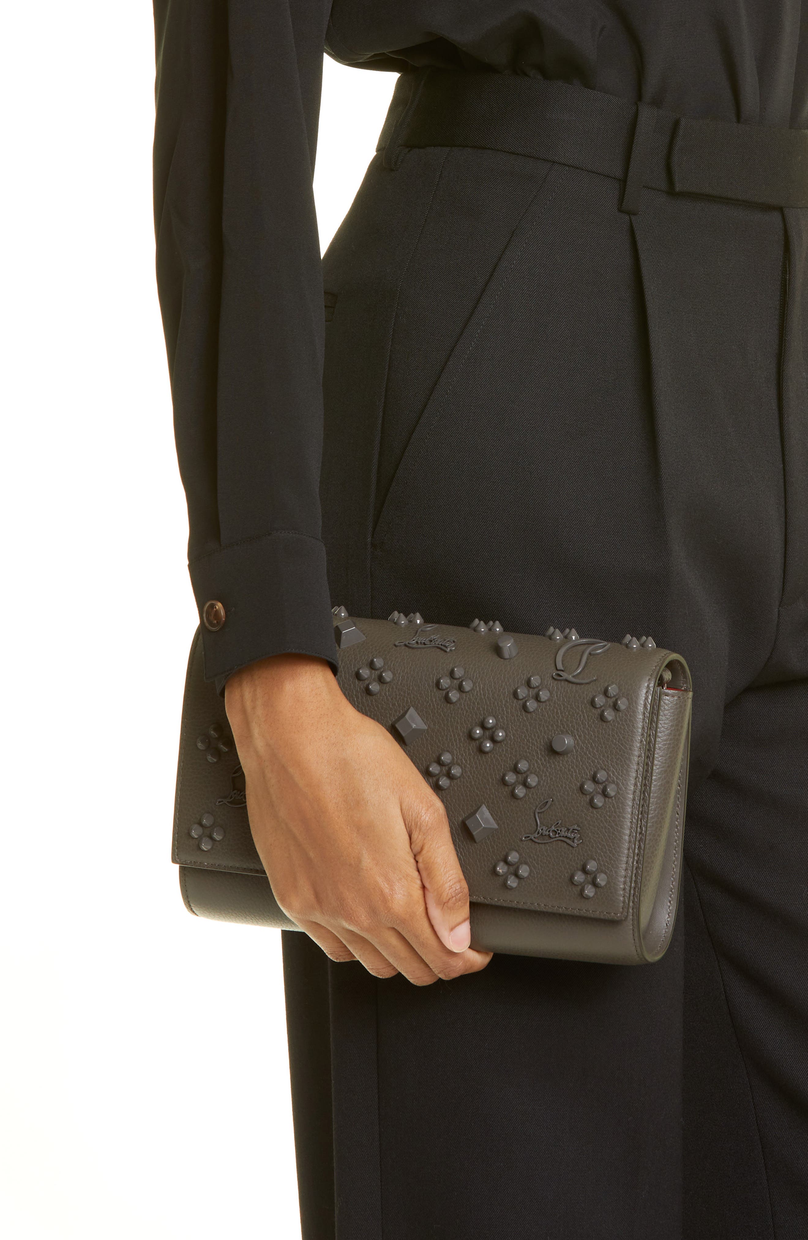 Christian Louboutin Paloma Empire Calfskin Clutch, Alternate, color, 