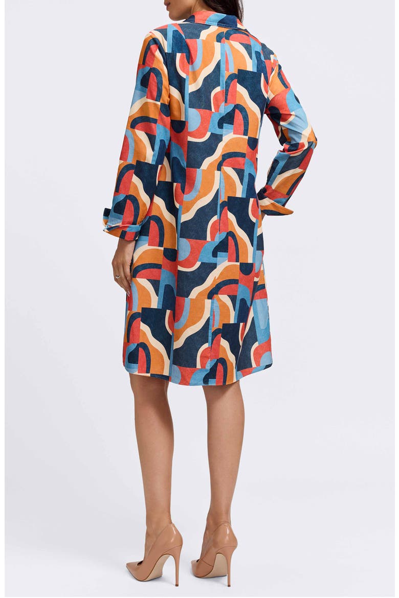 Agnes Print Corduroy Long Sleeve Dress, Alternate, color, BLUE/ RED MULTI