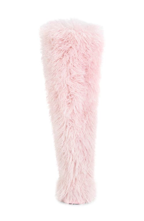 Azalea Wang Templeton Shaggy Faux Shearling Thigh-high Boot In Pink