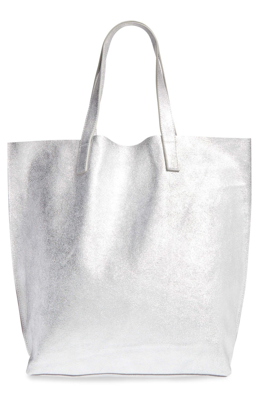 Street Level Metallic Leather Tote, Alternate, color, 