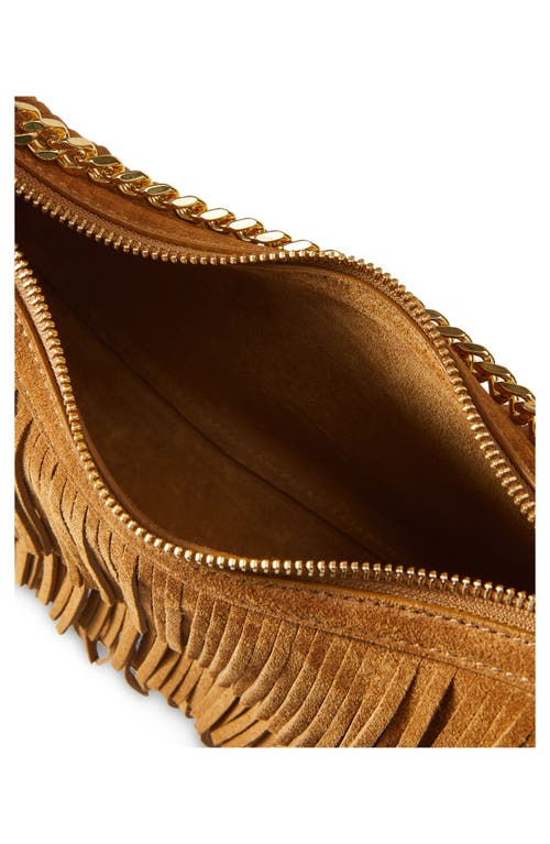 Veronica Beard Small Fortune Fringe Suede Shoulder Bag In Brown