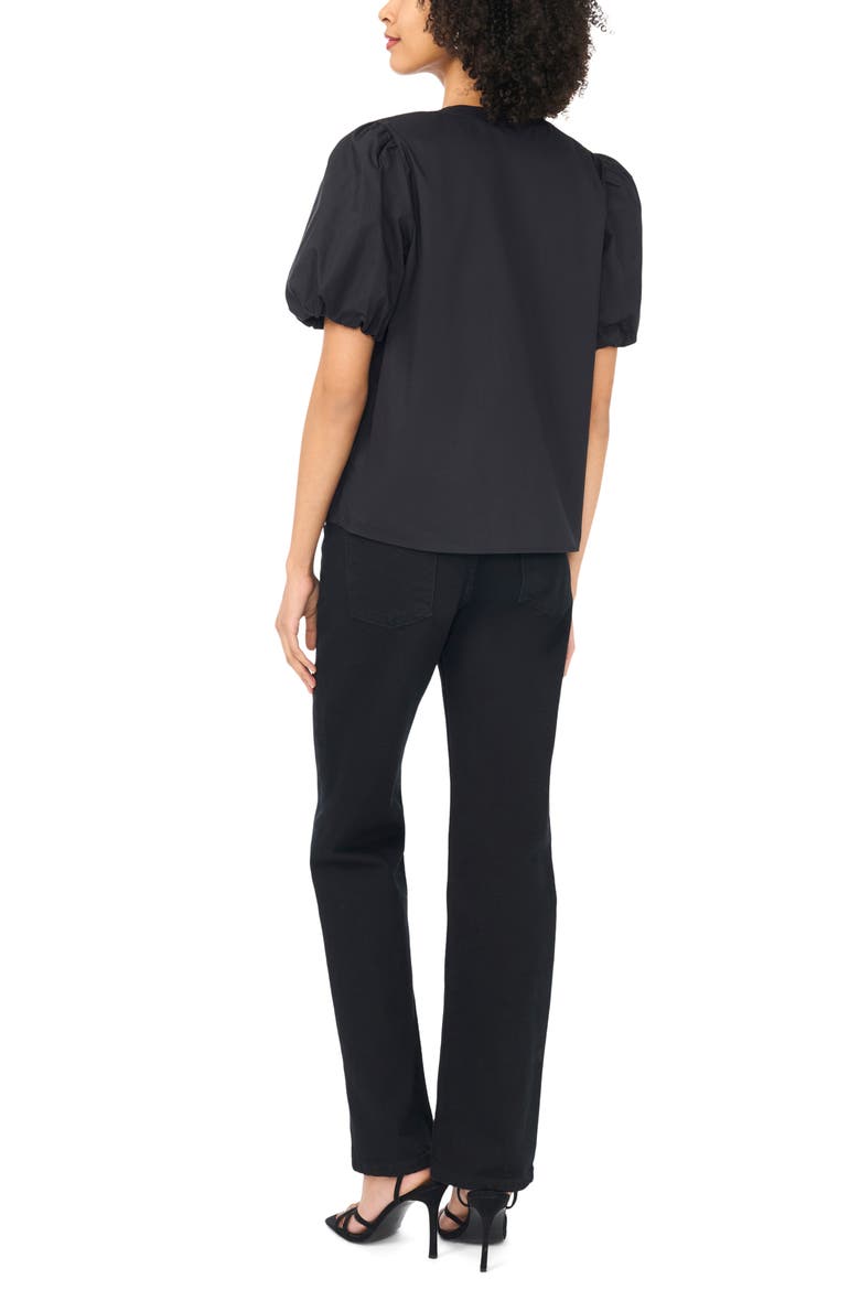 Organdy Puff Sleeve Top, Alternate, color, RICH BLACK
