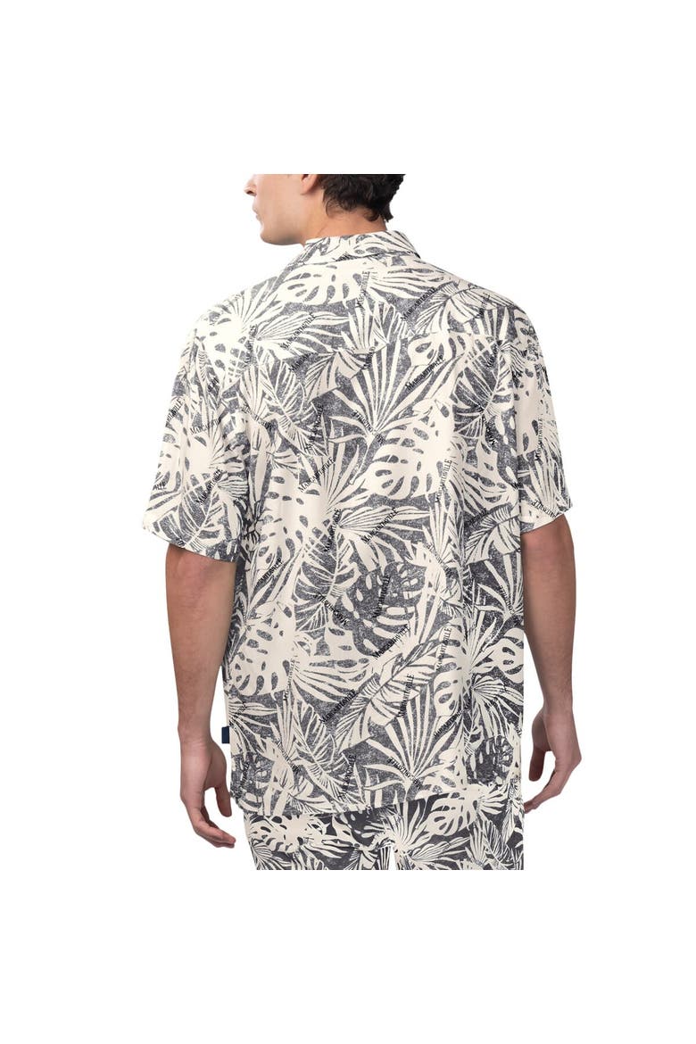 Men's Margaritaville Tan Jacksonville Jaguars Sand Washed Monstera Print Party Button-Up Shirt, Alternate, color, Cream