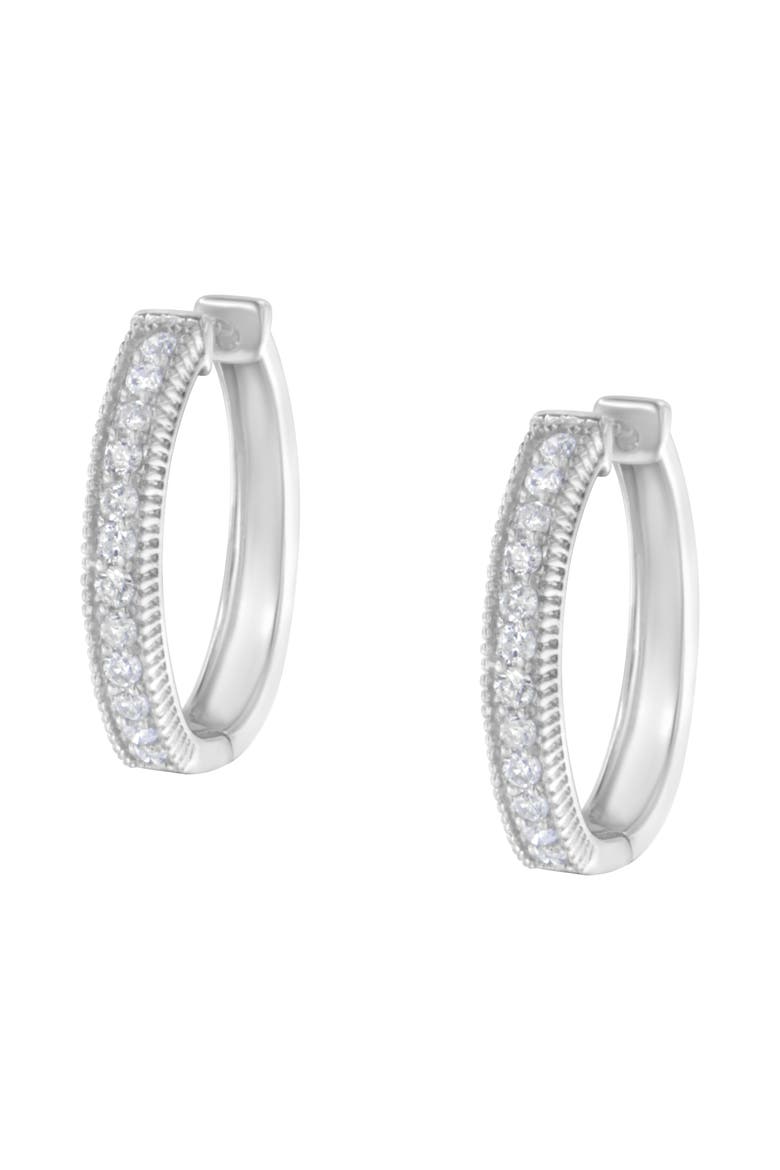 10KT White Gold 1.00 cttw Diamond Hoop Earring, Alternate, color, White