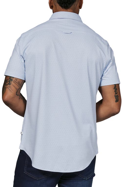 7 Diamonds Corsica Geo Print Short Sleeve Stretch Button-up Shirt