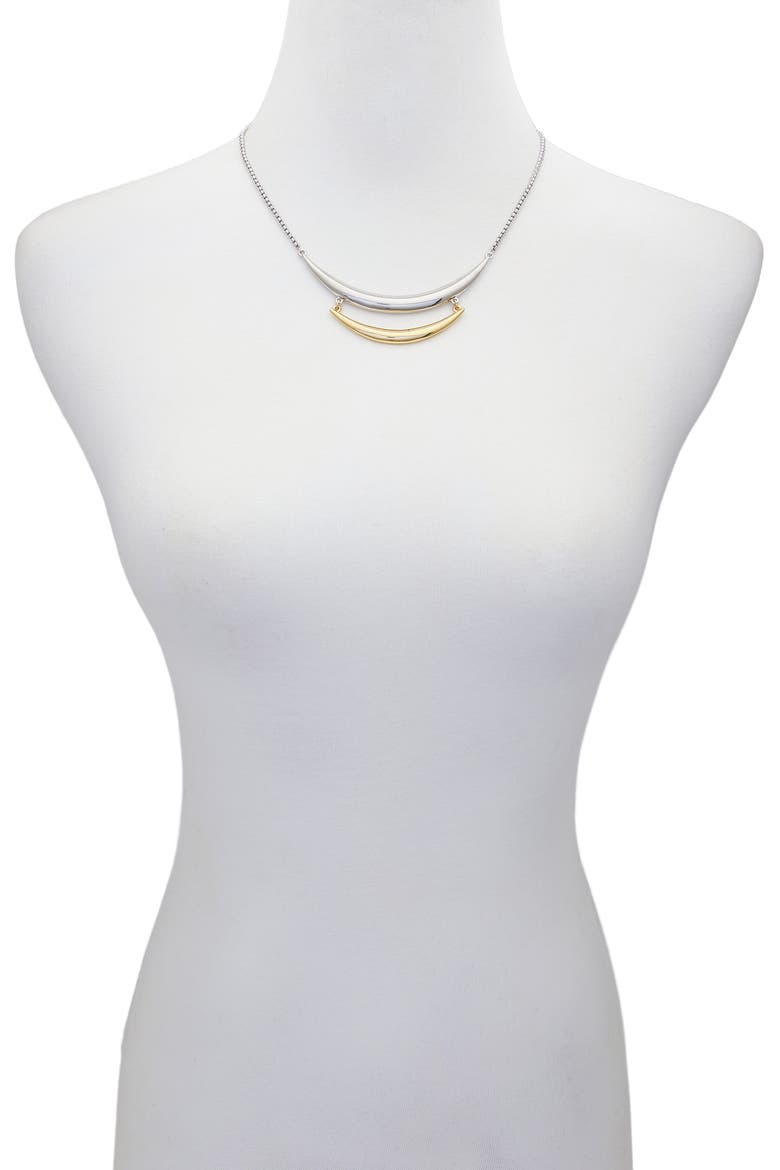 Two-Tone Crescent Bar Pendant Necklace, Alternate, color, TWO-TONE
