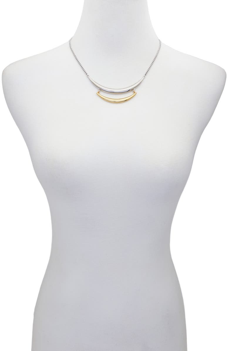 Vince Camuto Two-Tone Crescent Bar Pendant Necklace, Alternate, color, Two-Tone