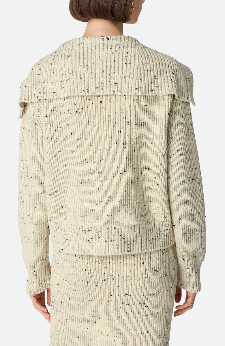 Bottega Veneta Knot Button Wool Blend Rib Cardigan, Alternate, color, 9317 Dove