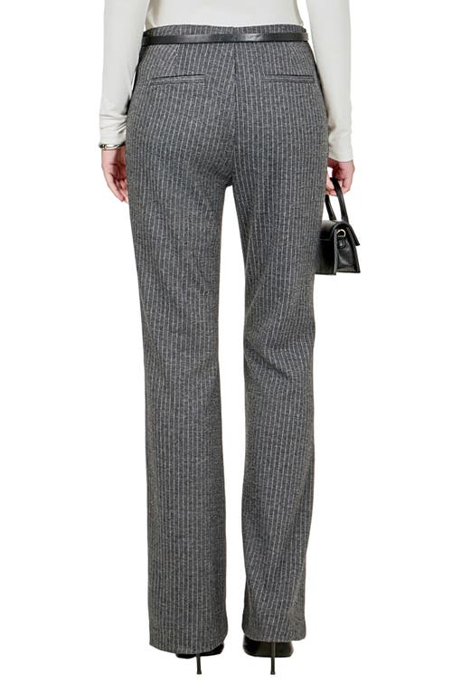 Endless Rose Stripe Stretch Knit Flare Pants In Gray