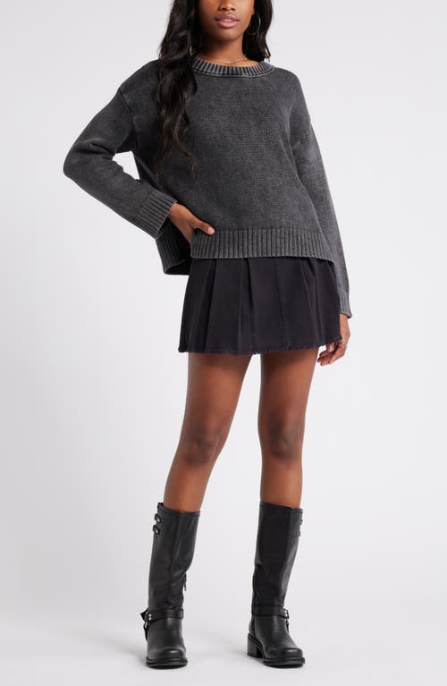 Bp. Acid Wash Oversize Cotton Sweater In Black