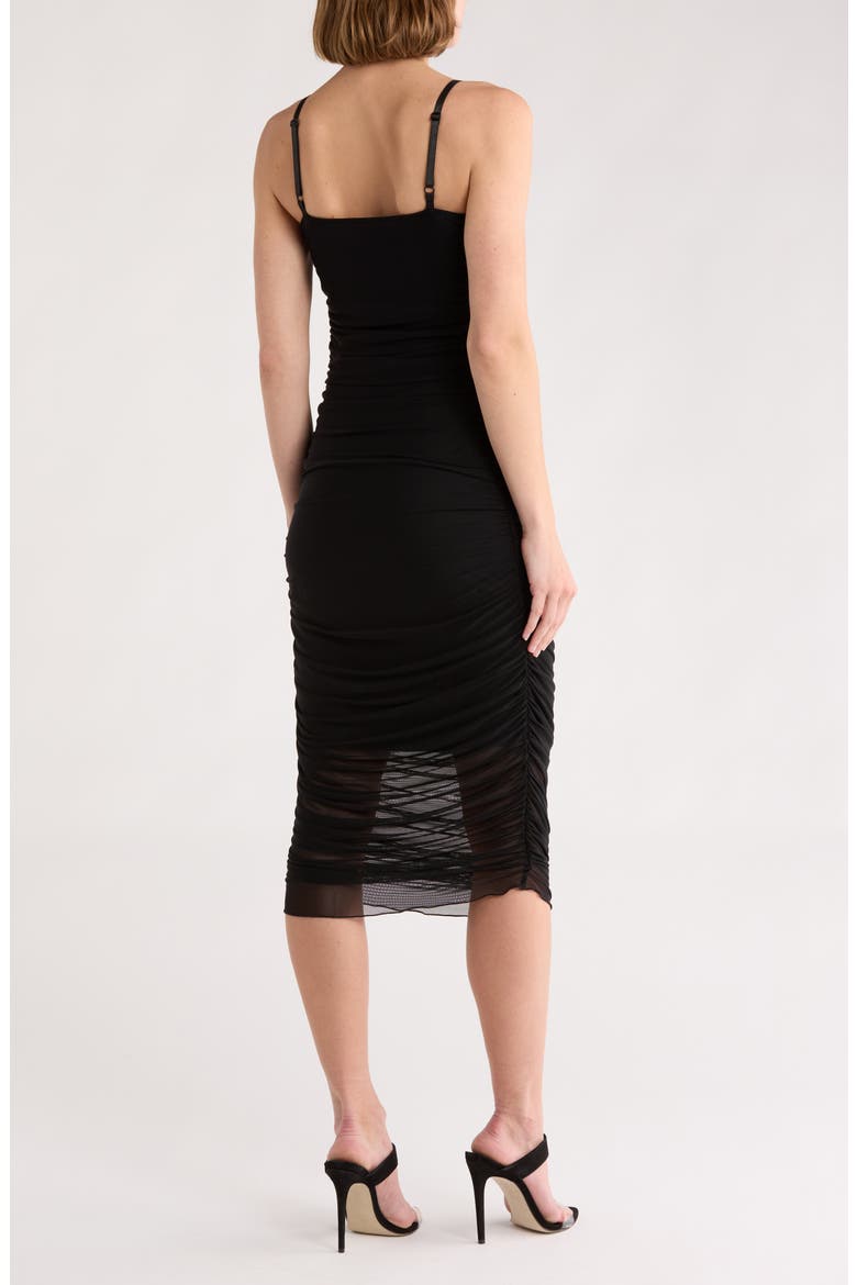 Mesh Floral Midi Dress, Alternate, color, BLACK