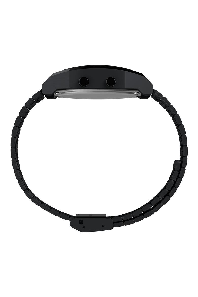 T80 Black Digital Stainless Steel Bracelet Watch, 36mm, Alternate, color, BLACK