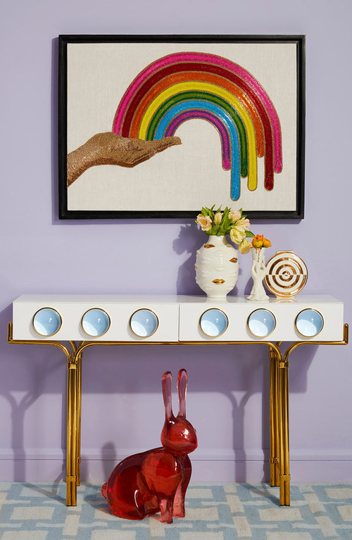 Jonathan Adler Acrylic Rabbit Sculpture In Red