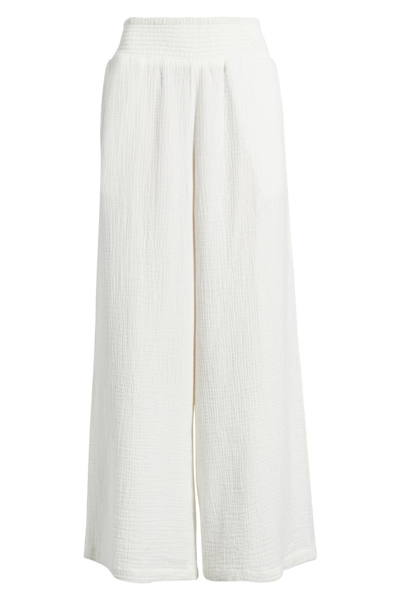 New Waves Smock Waist Cotton Gauze Pants, Main, color, STENCIL WASH