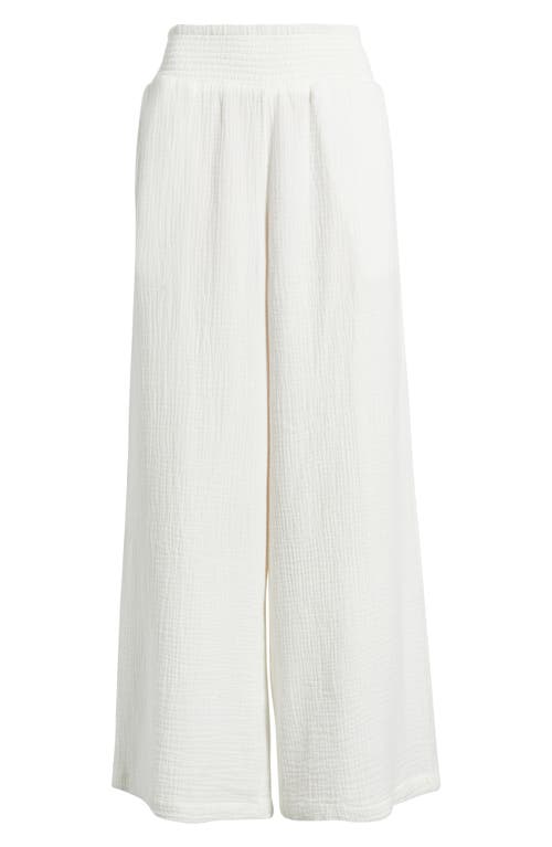 Billabong New Waves Smock Waist Cotton Gauze Pants In White