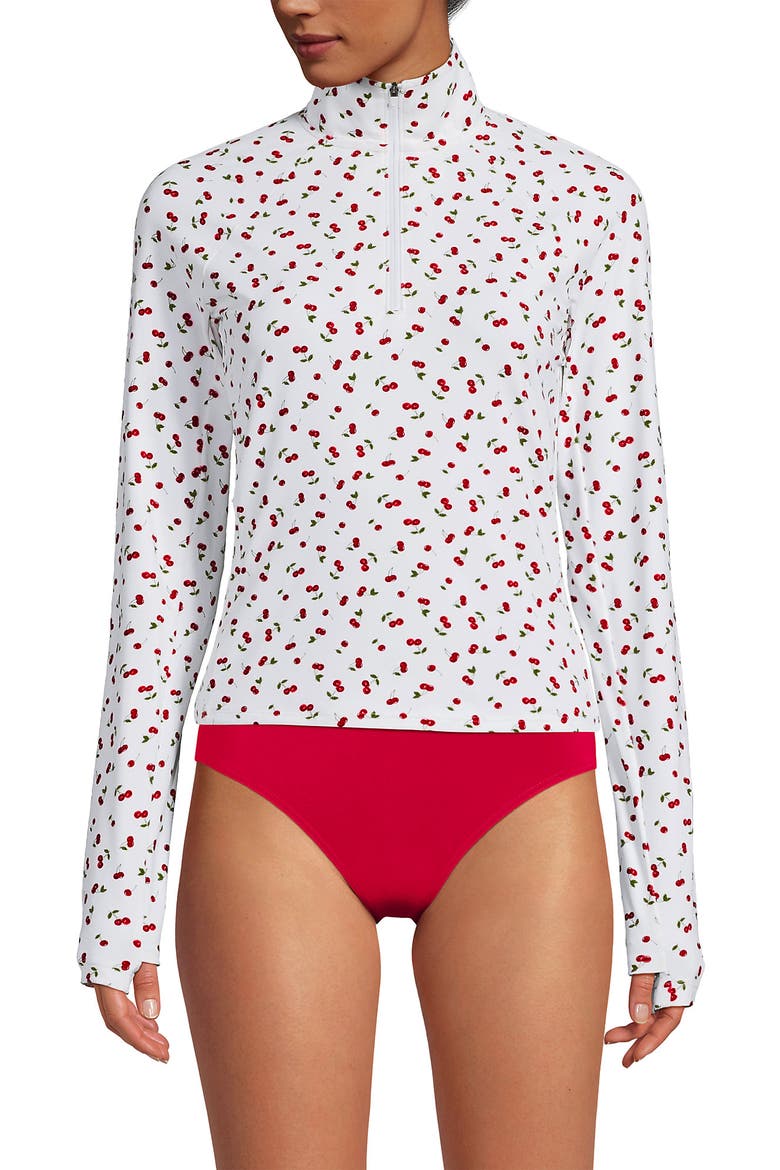 Long Sleeve Rash Guard Cover-up UPF 50, Main, color, Cherry Jam Cherries/White