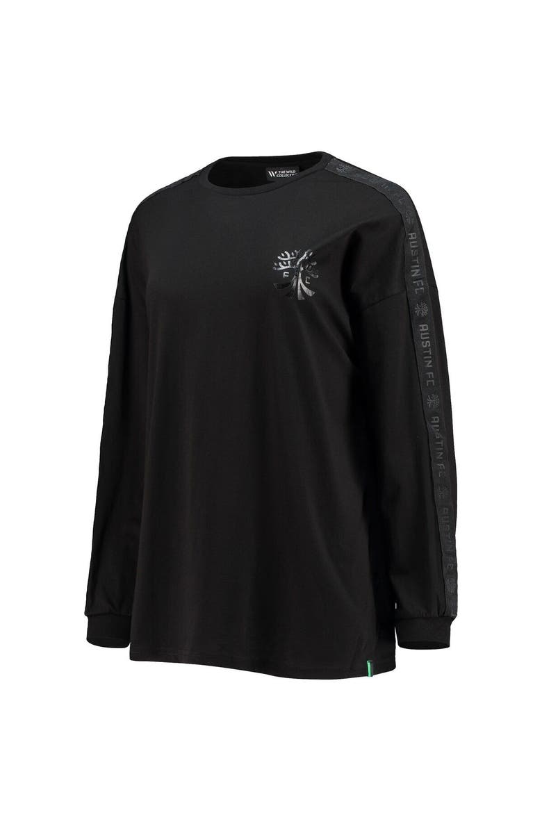 THE WILD COLLECTIVE Women's The Wild Collective Black Austin FC Tri-Blend Long Sleeve T-Shirt, Alternate, color,