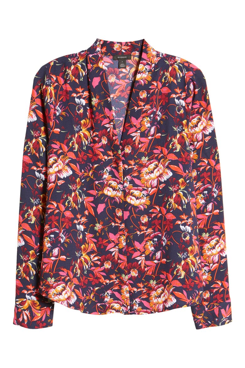 V-Neck Top, Alternate, color, NAVY MULTI FRIDA FLORAL