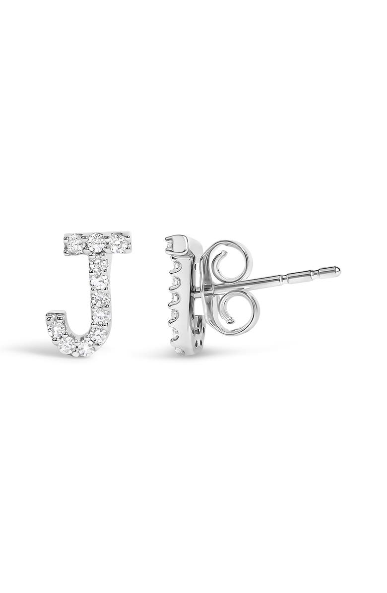 Haus of Brilliance 10K Gold 1/10 Cttw Diamond Initial "A" to "Z" Stud Earring, Alternate, color, White Gold | J