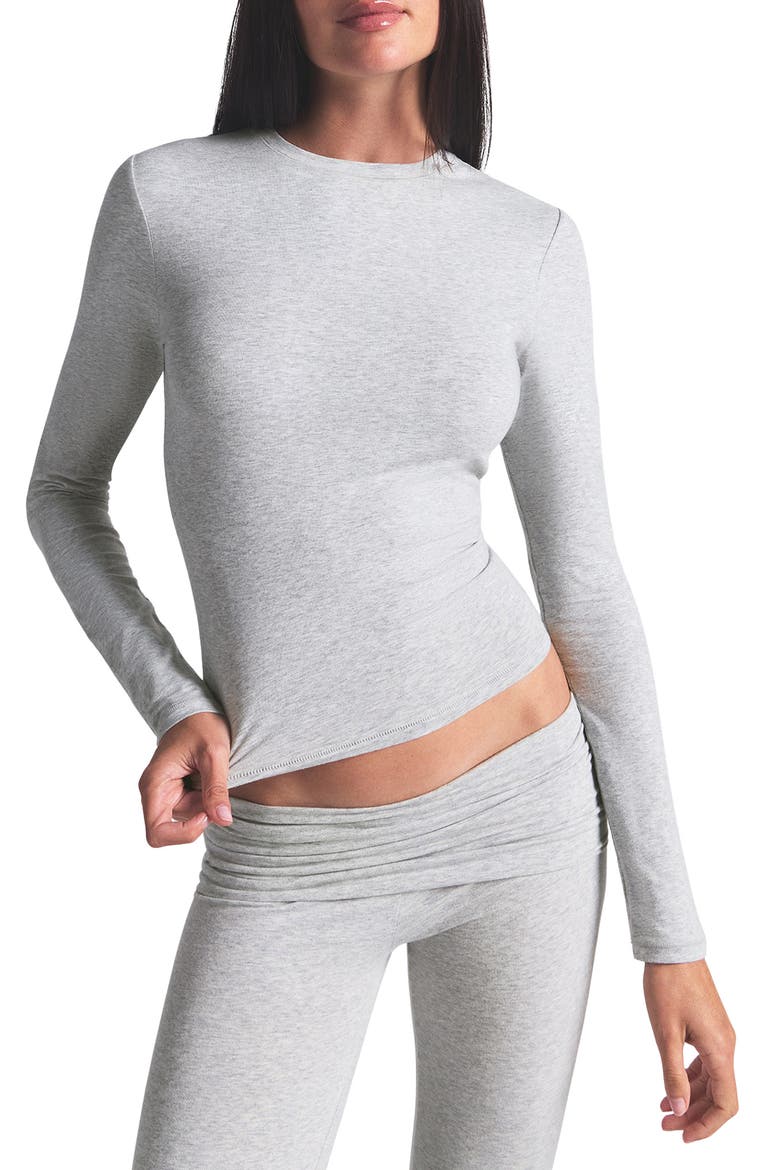 Stretch Cotton Jersey Long Sleeve T-Shirt, Main, color, LIGHT HEATHER GREY