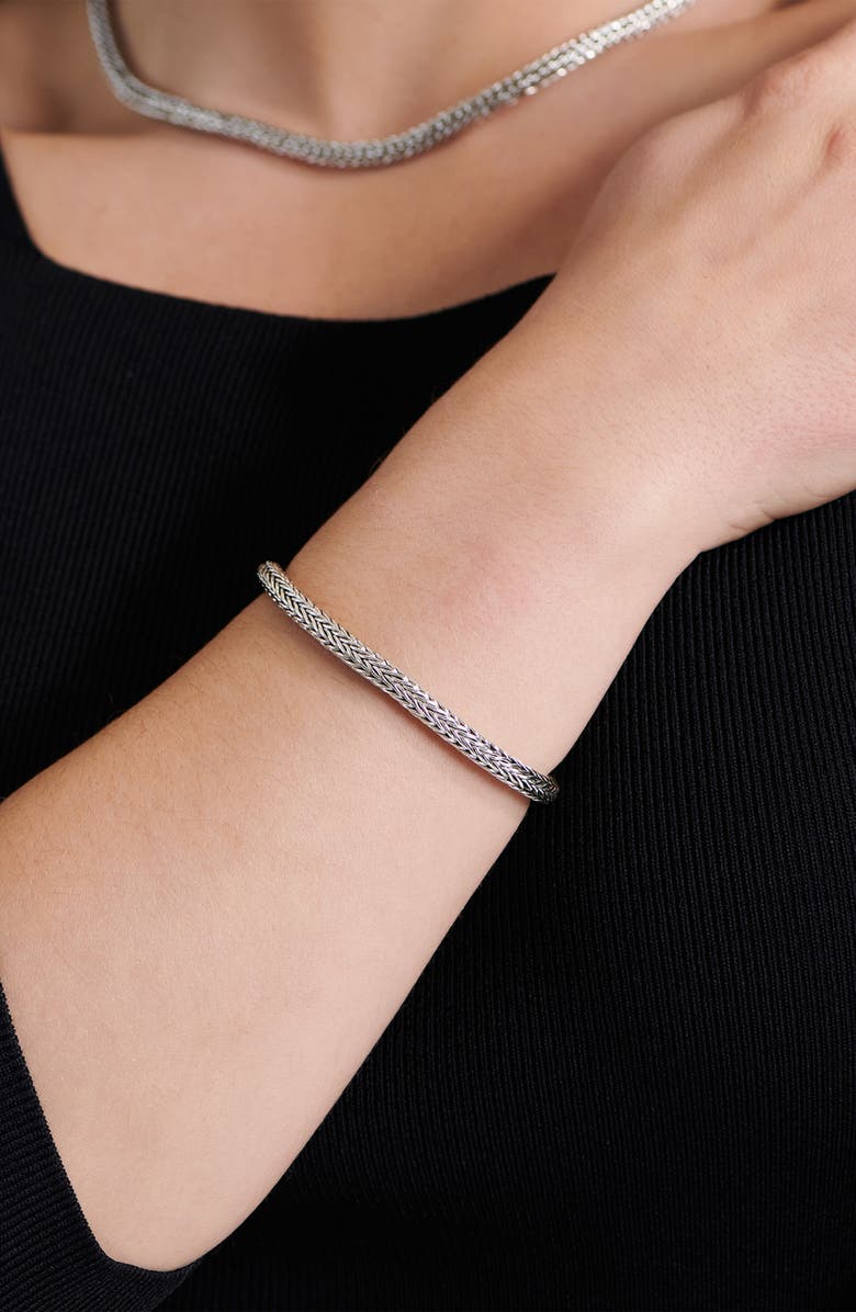 DEVATA Gender Inclusive Sterling Silver Foxtail Round 5mm Chain Bracelet, Alternate, color, 