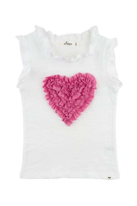 Ruffle Heart Bright Pink Sparkle Rebekah Ruffle Tank