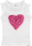 oh baby! Ruffle Heart Bright Pink Sparkle Rebekah Ruffle Tank