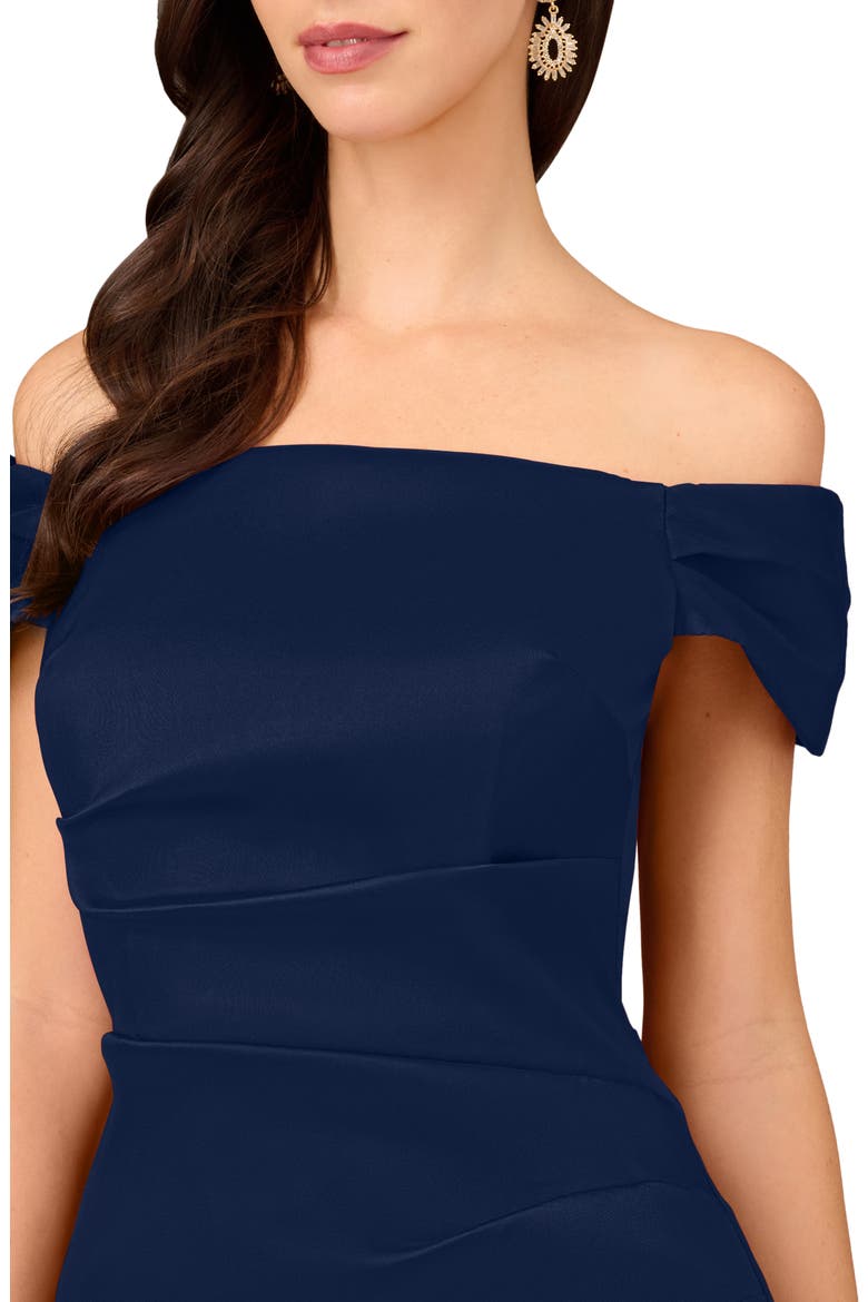Off the Shoulder Mikado Midi Cocktail Dress, Alternate, color, TWILIGHT