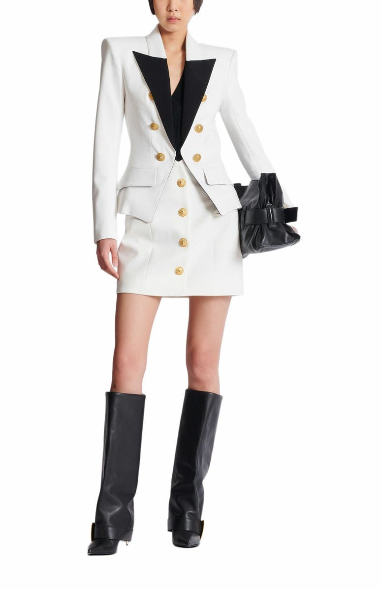 Balmain 6-Button Two-Tone Jacket, Alternate, color, White