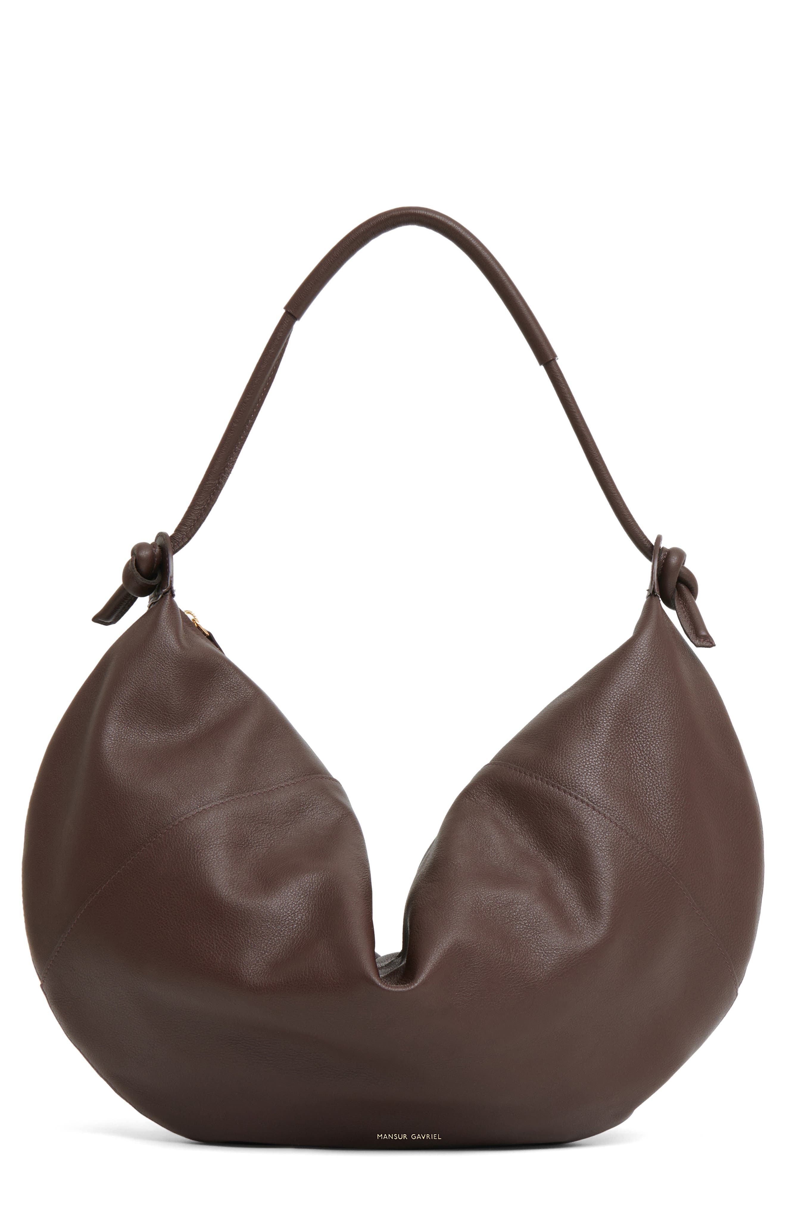 Mansur Gavriel Fortuna Leather Shoulder Bag, Main, color, Chocolate