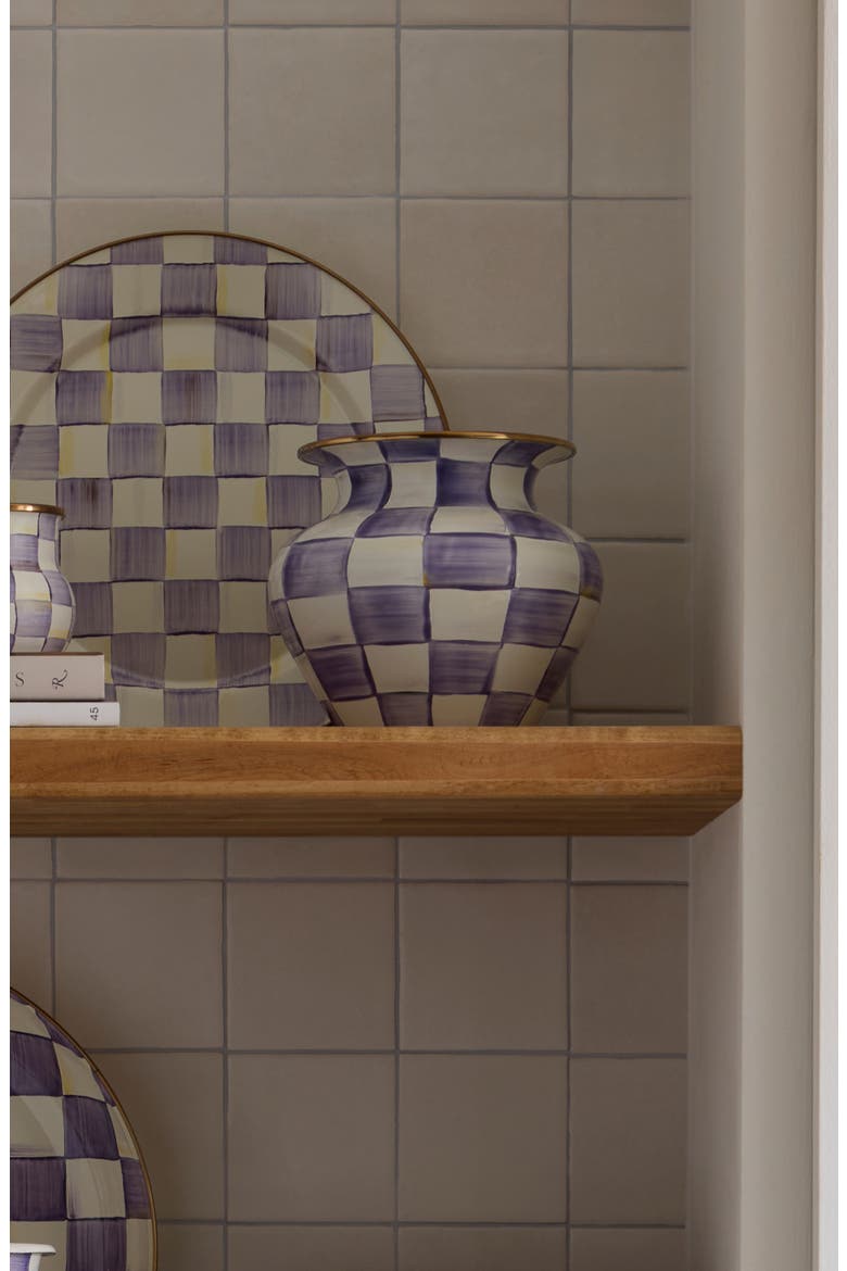 Violet Check Large Enameled Steel Vase, Alternate, color, VIOLET