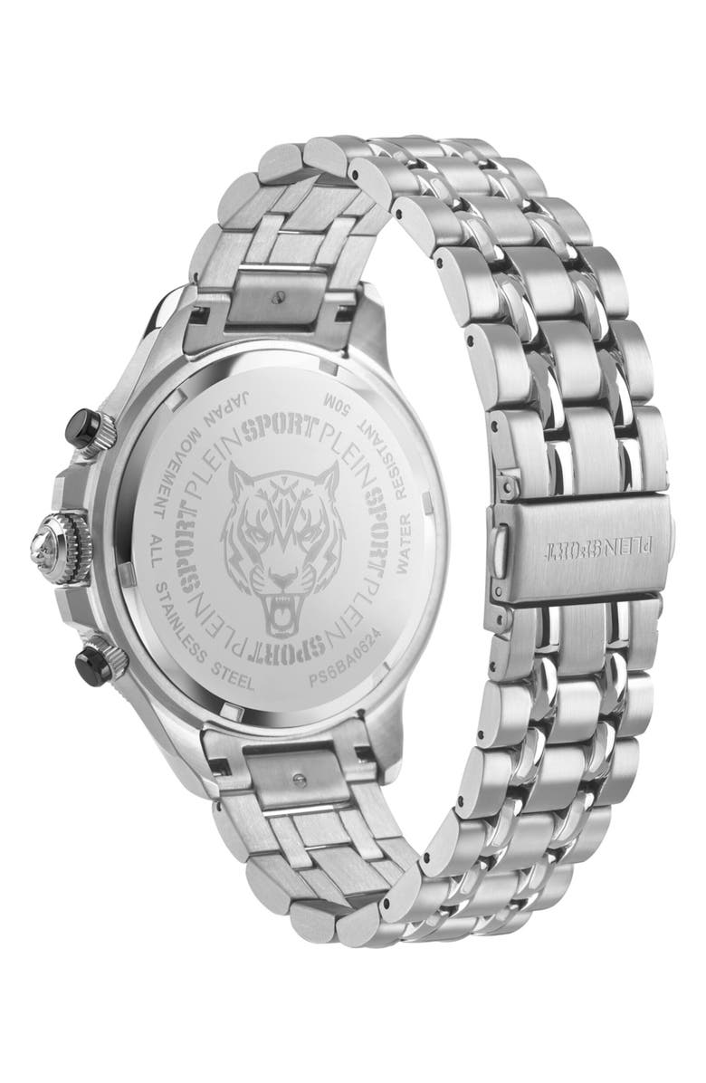 PLEIN SPORT Warrior Tech Quartz Bracelet Watch, 47.5mm, Alternate, color, Stainless Steel