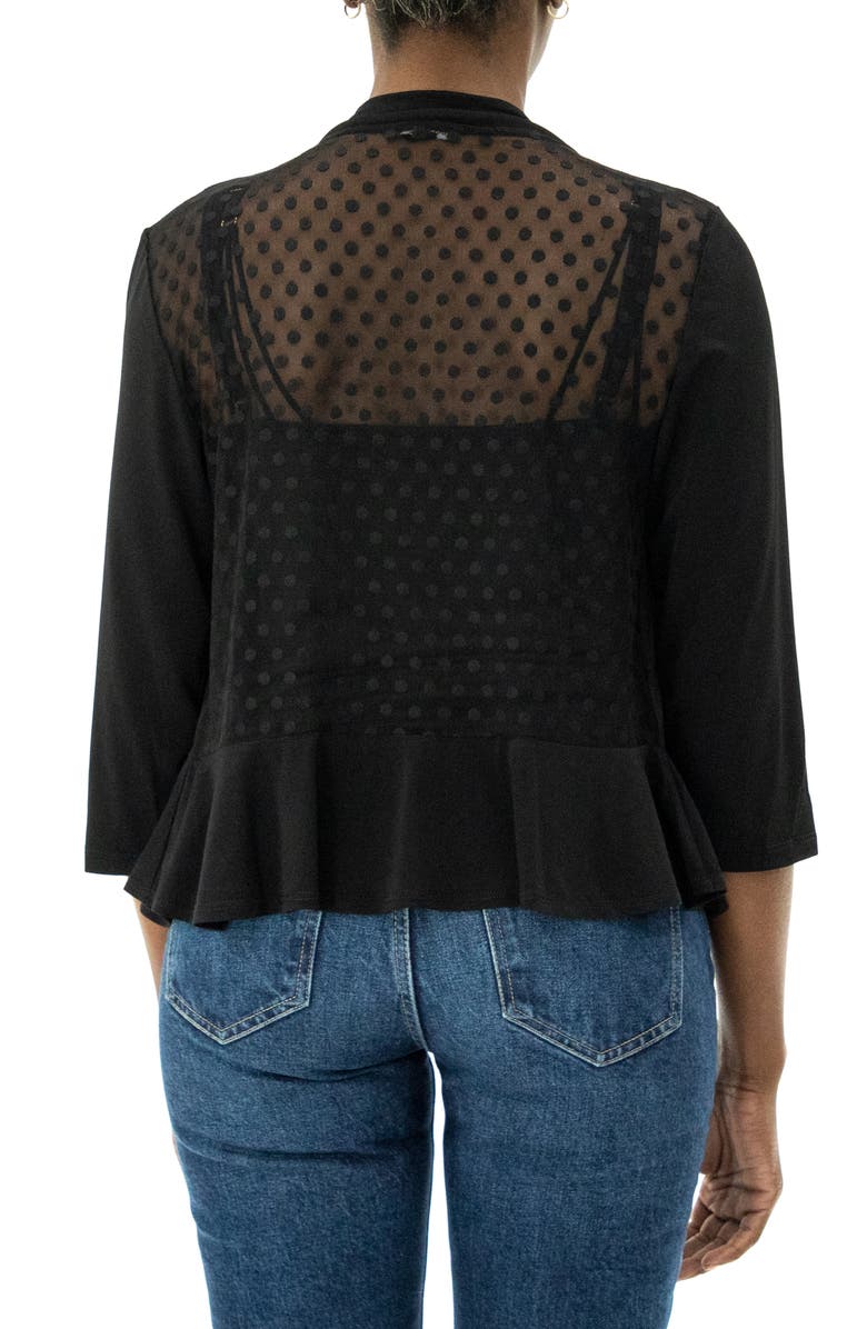 Nina Leonard Mesh Dot Bolero Cardigan, Alternate, color, Black