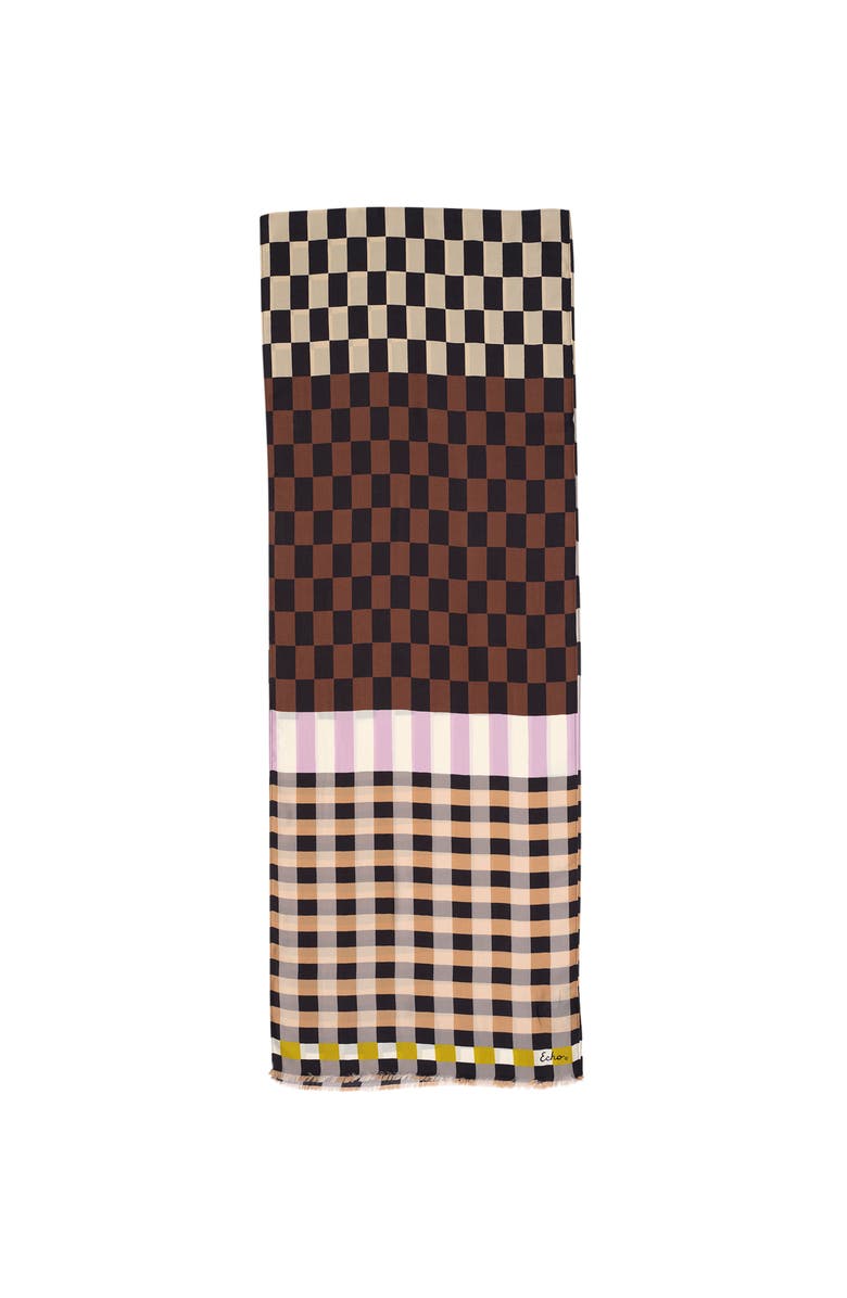 Echo Checks Checks Silk Oblong, Main, color, Black