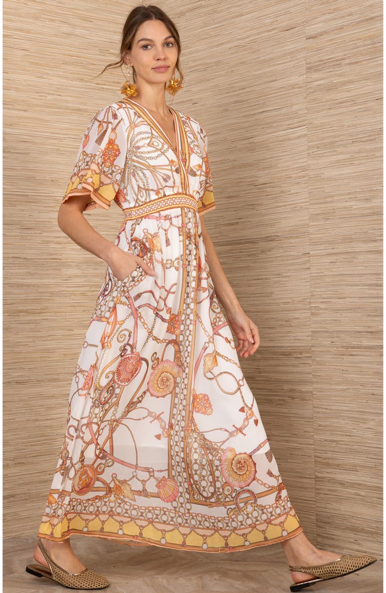 Hale Bob Neve Chiffon Dress, Alternate, color, Gold