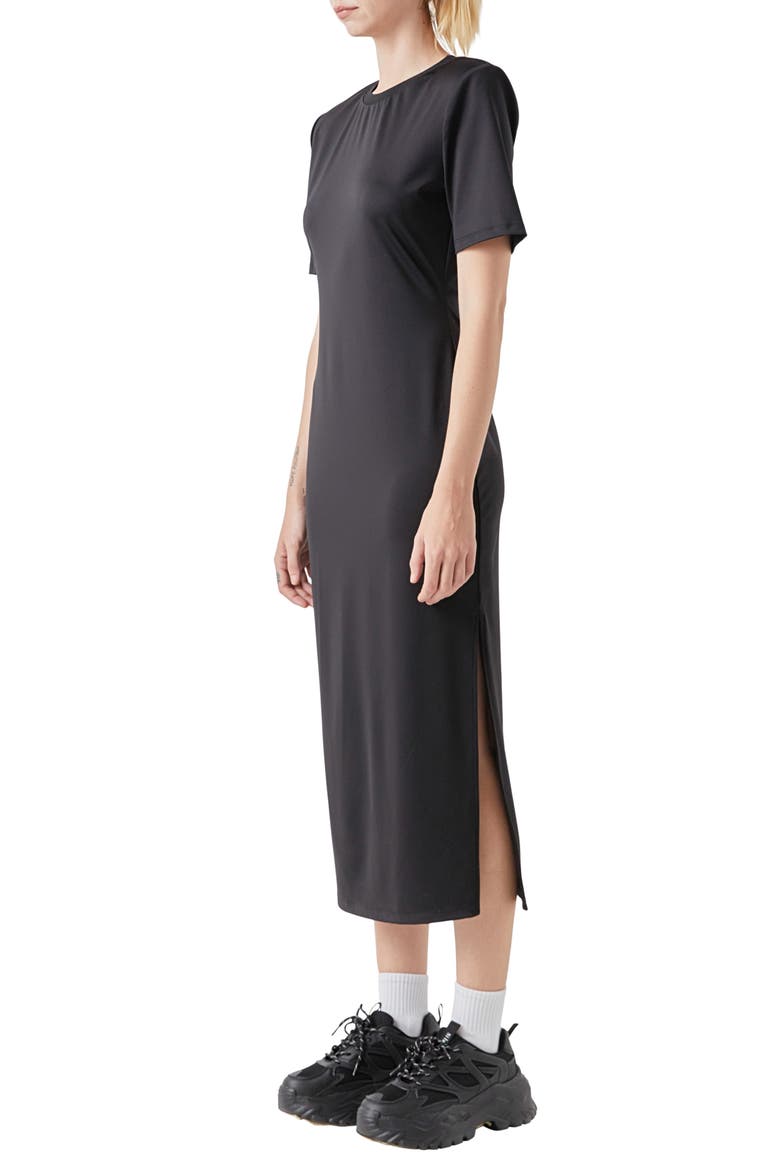 Power Shoulder Maxi Dress, Alternate, color, BLACK