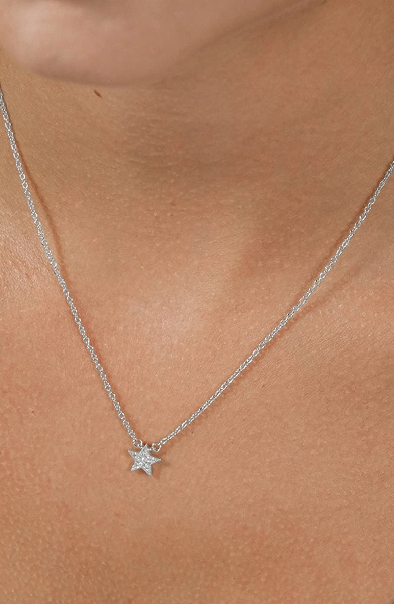 Sterling Forever Dainty Everyday Cubic Zirconia Star Pendant Necklace, Alternate, color, Silver