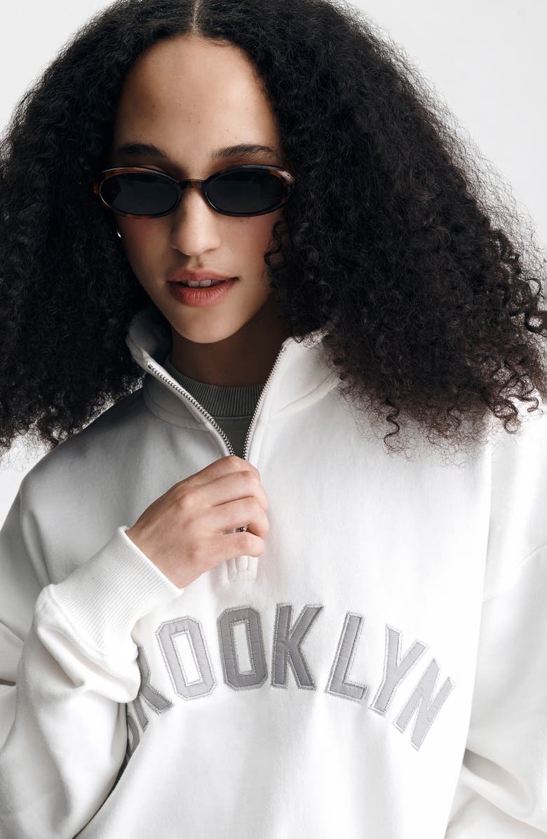 Brooklyn Industries Brooklyn Oversize Half Zip Cotton Sweatshirt, Alternate, color, Antique White