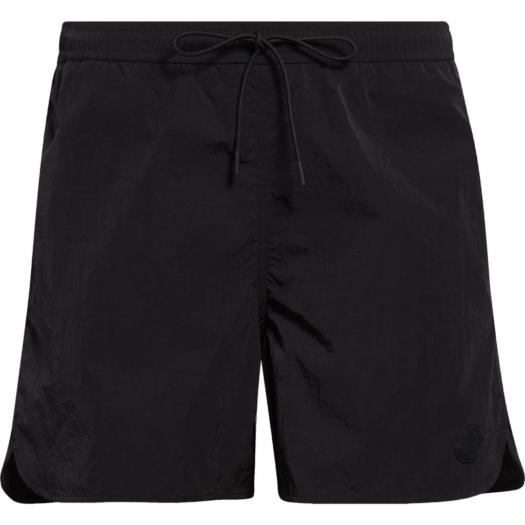 Moncler Men's Crinkled Swim Shorts In Black