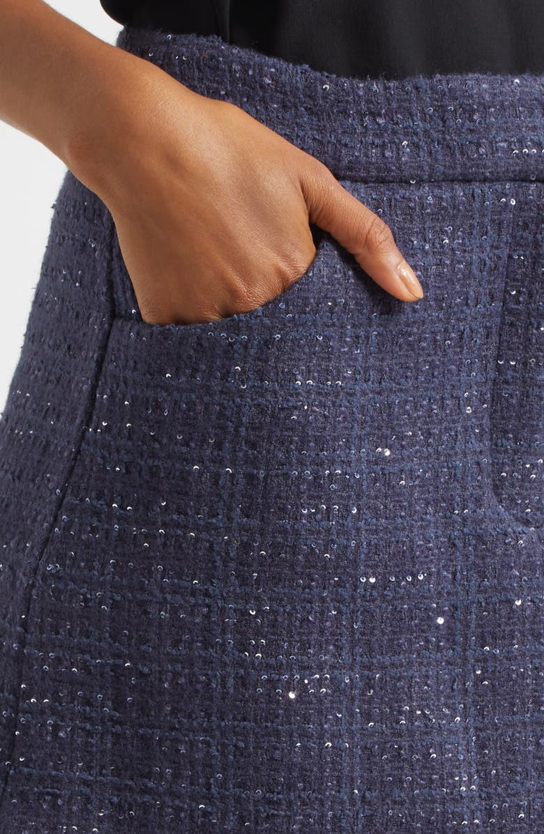 Emporio Armani Wool Blend Tweed Miniskirt, Alternate, color, Purple